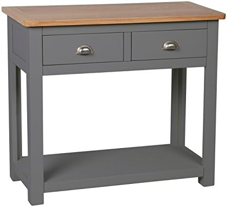 Aspen Dark Oak Console Table / Painted Grey Hallway Storage / Telephone Table / New