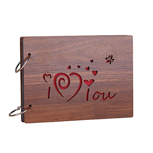Sehaz Artworks I Love You Wooden Scrapbook Photo Album for Memorable Gift on Boyfriend Girlfriend Husband Wife Spouse Birthdays, Valentines Day, Anniversary, Monthsary for Couples