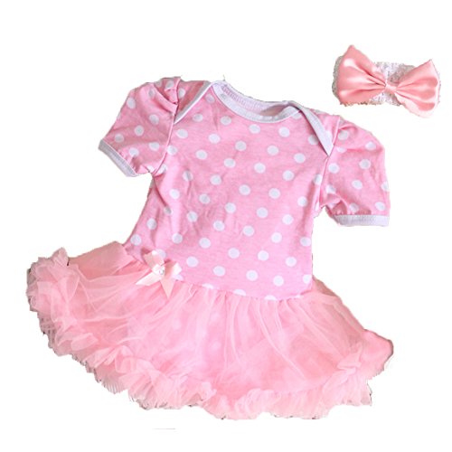 Anik sunny Newborn Baby Girl Infant Dress Newborn outfits Romper Jumpsuit Headbands Infant Wear Girls tutu Dress (0-3 Months, Pink Dots)