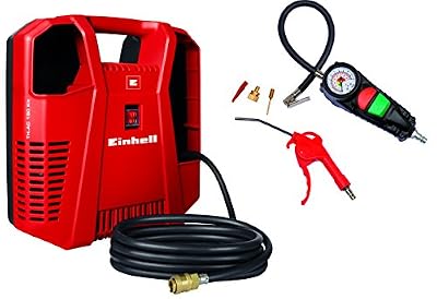 Einhell Compresseur TH-AC 190 Kit (1100 W, Régime : 3.450 trs/min, Débit d'air bar: 165 l/min, 83 l/min, 55 l/min, Pression maximale 8bar, Livré avec Tuyau pour air comprimé avec raccord rapide, pistolet de soufflage avec manomètre, jeu d'adaptateurs…