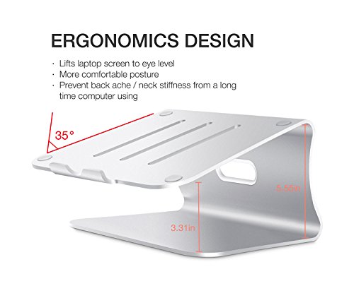 Spinido Verbesserte Alulegierung Cooling Laptop Stand, geeignet für Apple Macbook, alle Notebooks, Tablets, eBook-Reader und Bücher – Silber - 2