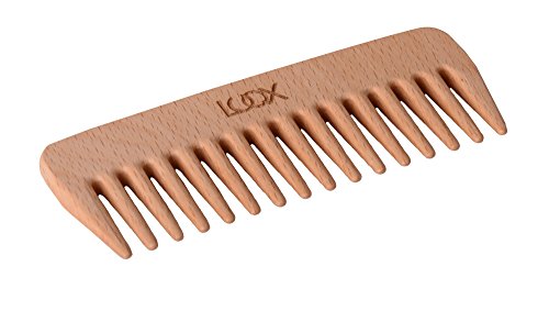 LUQX Holzkamm lang (Frisierkamm mit grober Zahnung, Lockenkamm / Strähnenkamm, Fingerstyler, Haarkamm, Afrokamm aus Holz)