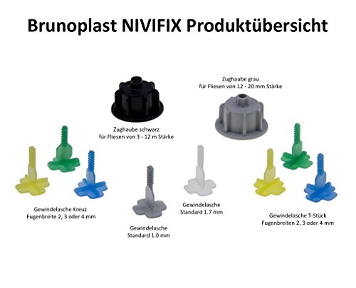 NIVIFIX Brunoplast Fliesen Nivelliersystem Starter-Set schwarz für Fliesen 3 – 12 mm Stärke (Verlegehilfe, Verlegesystem, Fliesenverlegung, Fliesenverlegehilfe, Fliesenverlegesystem, Fliesennivelliersystem) - 8