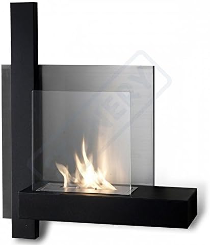 Black wall bioethanol fireplace + litre bioethanol and lighter
