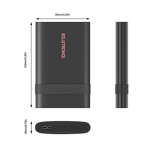 ELUTENG Festplattengehäuse 2.5 Zoll Externes Festplatten Gehäuse USB 3.0 für 7 & 9.5 mm 2.5” SATA HDD SSD Hard Drive Enclosure 2TB 5Gbps External HDD Gehäuse - 5