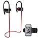 Produktbild [mit Armband] Sport Bluetooth Kopfhörer, Seguro SP Wireless IPX4 Schweiß-Bluetooth In-Ear Premium Sound mit Bass Noise Cancelling Mikrofon Sicherer Ohrbügel Design Ergonomisches Design mit Kabel Clips Bluetooth 4.1 Sport Kopfhörer für Running/Workout/Fitness, rot