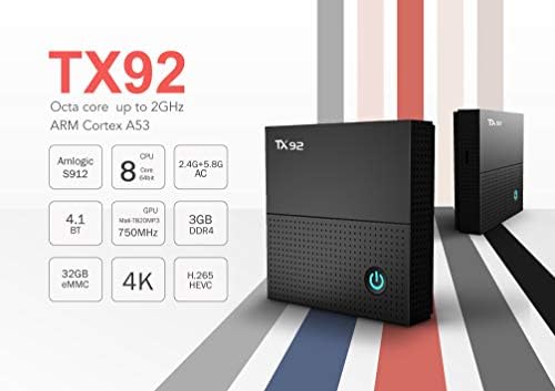 Ocamo TX92 3GB+32GB Android 7.1 TV Box Octa Core 4K Amlogic S912 2.4G/5GHz Wifi BT4.1 Media Player UK plug