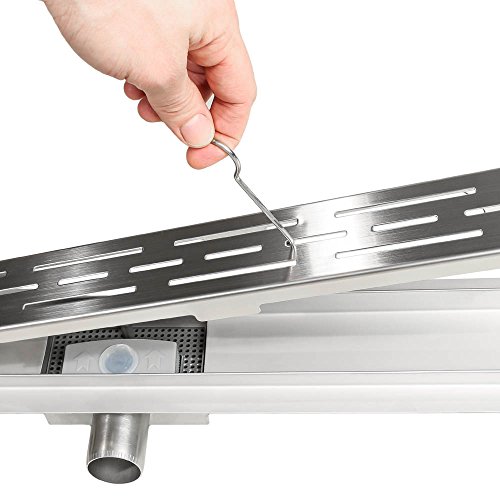 TecTake Edelstahl Duschrinne Bodenablauf Ablaufrinne Duschablauf Boden Ablauf Rinne mit Siphon und Zubehör – diverse Größen – (90cm) - 4
