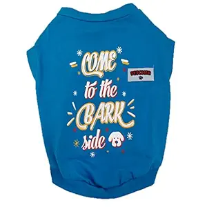 FETCHER 'Come to The Bark Side' Blue Dog T-Shirt for Small Breeds (16 (Medium))