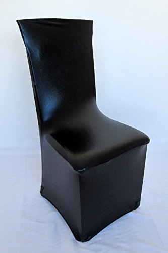 Stuhlhusse Stretch ABWASCHBAR Metallic in SCHWARZ imprägniert wasserabweisend Stretchhusse Premium abwischbar bügelfrei universell für gerade oder runde Stuhllehnen