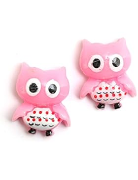 Idin Ohrclips - Hellrosa Eulen (ca. 13 x 15 mm)