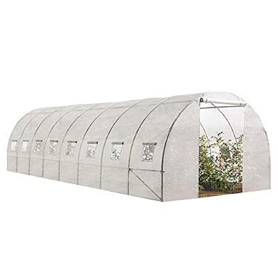 IDMarket - Grande Serre de Jardin Tunnel maraîchère Pro galvanisée 24m² 8x3x2m Blanche