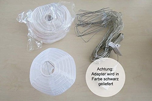 Lampion Lichterkette mit 25 LED Lampions weiß Ø 15 cm für außen Strom von Gartenpirat® - 5
