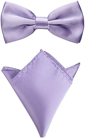 Rusty Bob - Fly with handkerchief in various colors (up to 48 cm neck circumference) - for confirmation, to suit, a tuxedo - a set of 2 - Flieder