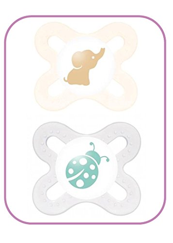 MAM Start Soother 0-2 Months In Steriliser Box - Pack of 2 (Brown Elephant)