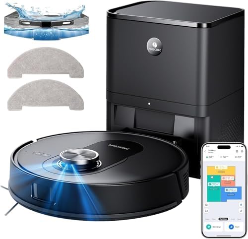 Proscenic Q8 Max+ Robot Aspirapolvere Lavapavimenti con Mappatura 8000Pa, 200 min, Evitamento Automatico Degli Ostacoli, Robot aspirapolvere con WiFi/Alexa/App, per Tappeti/Pavimenti/Peli