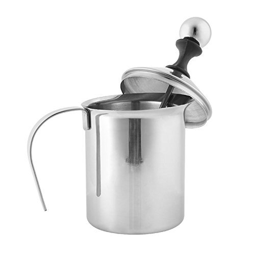Webat 400ml Edelstahl Milchschäumer Cappuccino Kaffeeschäumer Doppelschaumpumpe - 5