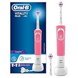 Oral-B Vitality Plus 3D White Electric Rechargeable Toothbrush, Powered by Braun, 1 Handle, 2 Toothbrush Heads (UK 2-Pin Bathroom Plug), Colour May Vary