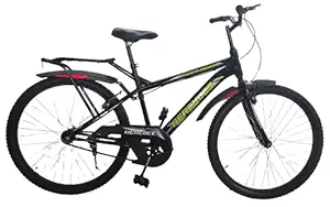 Hercules Street Rider Hybrid Bicycle 26T Carrier Ranger Sports Cycle Single Speed Bike, Black, Men Women Boys, Ideal for 13+Years