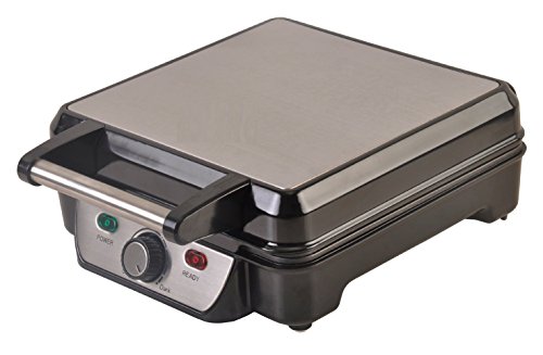 Edelstahl Waffeleisen mit Keramik Beschichtung Waffelmaker Waffelautomat für extra dicke belgische Waffeln (Edelstahl Waffeleisen) - 3