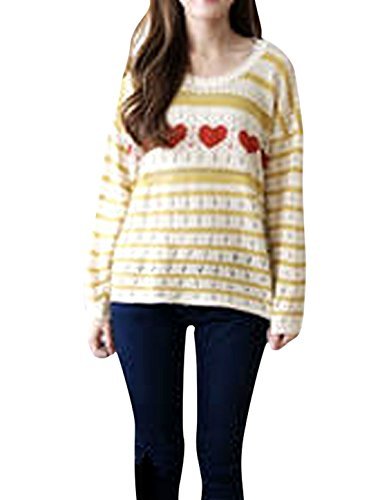 Move&Moving(TM) Ladies Long Sleeves Autumn Hollow Out Sweater Yellow Beige S