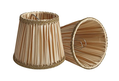 Splink 2 Pcs Lampenschirm E12/E14 Organza Stoff Stehlampe Tischlampenschirm mit Gold Trim Vintage Barockstil Stil 90*130*110mm