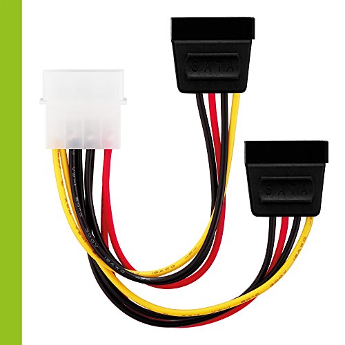 adaptare 34002 15 cm Adapter-Kabel 4-pin Molex auf 2-mal 15-pin SATA-Stecker schwarz - 4