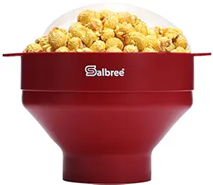 Original Salbree Microwave Popcorn Popper, Silicone Popcorn Maker, Collapsible Bowl - The Most Colors Available (Ruby Red)