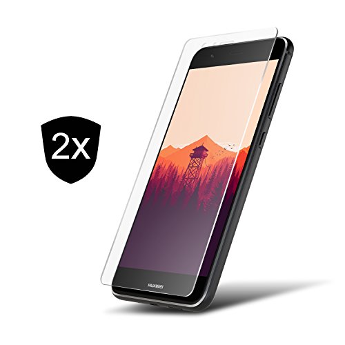 UTECTION 2X Huawei P10 Lite Protector de Pantalla de Cristal Templado    Protecci  n Anti-Golpes y ara  azos    Sin Burbujas    Vidrio producido  peque  o Que el Display Debido a los Bordes curvos 