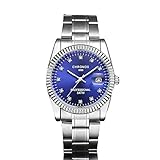 Gmore Herren Analog Automatic Uhr mit Edelstahl Armband (Blau)