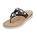 Produktbild SHE.White Keilabsatz Hausschuhe Damen Dicker Boden Flip-Flop Toe Separator Atmungsaktiv Perlen Sandalen Sommerschuhe Flache Sandaletten