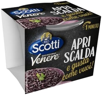 Riso Scotti Apri Scalda e Gusta Venere, Cup di Riso Italiano Monoporzione, Pronto in 1 Minuto, 200g