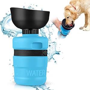 MIFIRE Botella de Agua para Perros Pasear, dispensador Plegable de Agua para Mascotas con ON/Off Tazón de la Taza a Prueba de Fugas, Libre de BPA Botella de Agua de Viaje para al Aire Libre 18oz