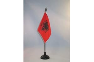AZ FLAG Bandiera Da Tavolo Albania 15X10Cm - Piccola Bandierina Albanese 10 X 15 Cm