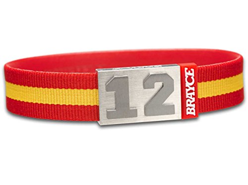Original BRAYCE® Armband mit deiner eigenen Nummer Landesflagge Spanien Brazal Bandera España Fan Artikel Sport Schmuck Armschmuck Sport-Armband (16 cm / 6,3″ (sehr klein))