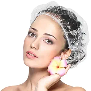 Bellbird Fab Pack of 50 Shower Cap For Woman Man And Kids Used at Hotels Spa Salon Restaurant Home Hospitals (Pack of 50, Transparent, Free Size)