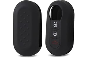 HooRLZ Protection Coque Clé Fiat, Compatible pour Fiat 500 Brava Bravo Doblo Ducato Fiorino Punto Panda Palio Qubo Scudo Sedici Stilo Lancia, Coque De Clé De Voiture en Silicone - 3 Boutons, Noir