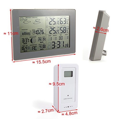LCD Funkwetterstation Wetterstation Hygrometer inkl. Außensensor Innen- und Außentemperatur mit Wettervorhersage Temperatur Luftfeuchtigkeit - 8