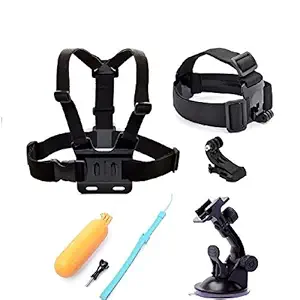 Action Pro Kit Chest Belt Head Strap j Hook Bobber Suction Cup Compatible with GoPro 9 8 7 6 5 SJCAM Yi 4K EkenAction Camera