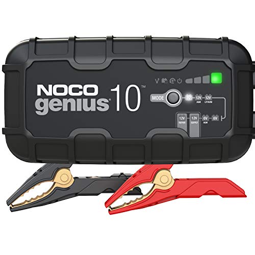 NOCO GENIUS10UK, 10-Amp Fully-Automatic Smart, 6V and 12V Charger, Maintainer, and Battery Desulfator with Temperature Compensation