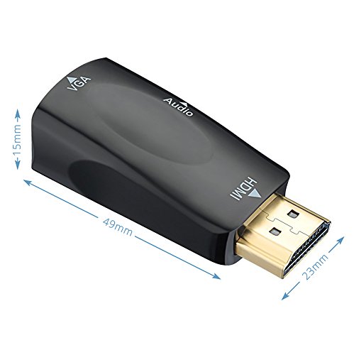 HDMI auf VGA, Splaks Vergoldete 1080P HDMI auf VGA Adapter Konventer Stecker mit Audio Übertragung für PC, Laptop, DVD, Desktop, Ultrabook, Notebook, Macbook Pro, Chromebook usw. – Schwarz - 6