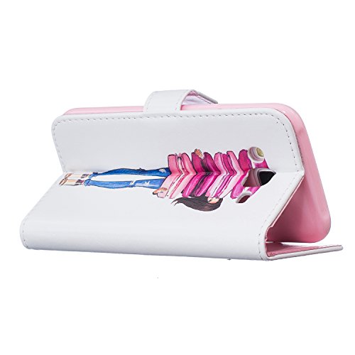 Galaxy J5 (2016) Bunte Ledertasche Schutzhülle Brieftasche, Aeeque® Flip Bookstyle Komisch Mädchen Kuchen Muster mit Weich Silikon Innere Standfunktion Kartenfächer Magnetverschluss PU Leder Handytasche Etui Schutztasche für Samsung J5 SM-J500 2016 Modell - 3