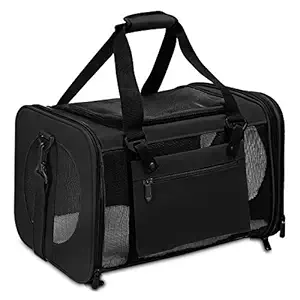 Prodigen Pet Carrier Airline Approved Pet Carrier Dog Carriers for Small Dogs, Cat Carriers for Small Cats Medium Cats, Small Pet Carrier Small Dog Carrier Cat Pet Travel Carrier -Black,L