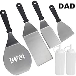 Romanticist 6PC Ensemble d'accessoires pour Plaque Chauffante Professionnelle - Trousse à Outils en Acier Inoxydable pour Gril à Plaque Chauffante Cuisson Camping Queue - Idéal Cadeau pour Papa