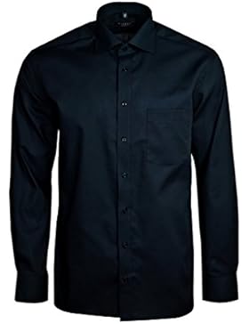 Eterna Herrenhemd Langarm Modern Fit Schwarz Businesshemd Büro Hemd Freizeit Hemden Bügelfrei Baumwolle M/40