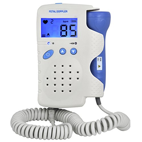 Popamazing Professional Prenatal Fetal Doppler LCD Screen Backlight Display Heart Sound Monitor