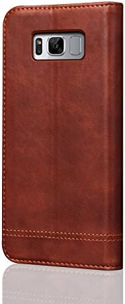 for Samsung Galaxy S8 Genuine Leather Case, CuckooCase® Full Body Front Back Drop Proof Flip Cover Folio Kickstand Shockproof Phone Cases Sleeve Ultra Thin Slim Wallet Card Holder Shell, Tan Brown