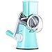 Produktbild Gemüseschneidemaschine, Multifunktionale Manuelle Küchenmaschine, 3 Auswechselbare Runde Edelstahl Messerklingen, Starke Rutschfeste Saugnäpfe Für Vegetarischen Salat, Knoblauch-Nüsse (Blau)