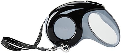 Retractable Dog Leash with Nylon Ribbon Cord, Hand Grip, One Button Brake &amp; Lock for Small Dogs Up to 20 pounds (Black-01)
