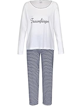 Damen Schlafanzug Pyjama lang aus 100% Baumwolle Gr. S M L XL / 36 38 40 42 44 46 48 50